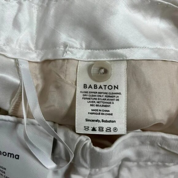 Aritzia Babaton Tahoma Pant High rise Linen Culottes Wide Leg Crop Trouser White - Picture 12 of 16